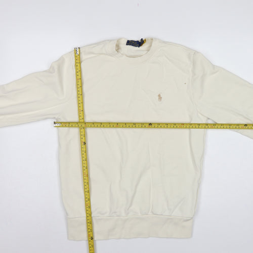 Polo Ralph Lauren Men’s Ivory M Crew Neck Logo Cotton Sweatshirt