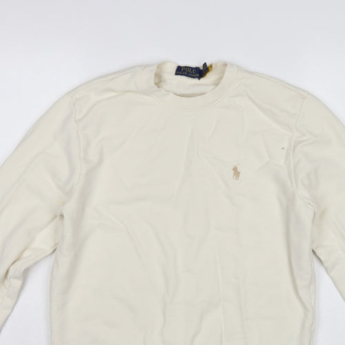 Polo Ralph Lauren Men’s Ivory M Crew Neck Logo Cotton Sweatshirt