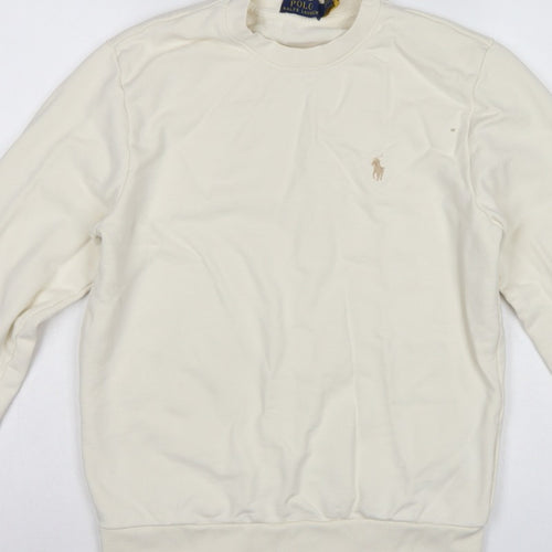 Polo Ralph Lauren Men’s Ivory M Crew Neck Logo Cotton Sweatshirt