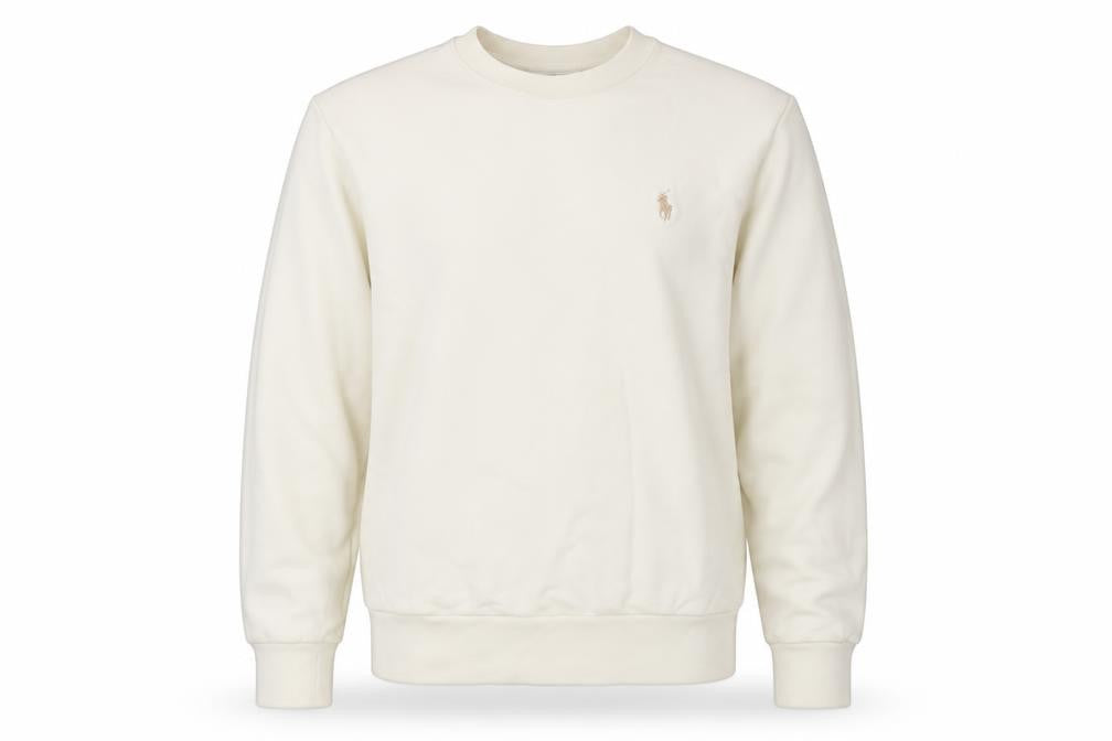Polo Ralph Lauren Men’s Ivory M Crew Neck Logo Cotton Sweatshirt