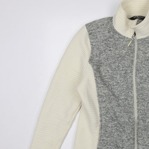 The North Face Women Grey & White XL Full Zip Fleece Jacket