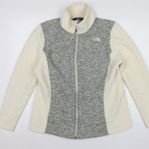 The North Face Women Grey & White XL Full Zip Fleece Jacket