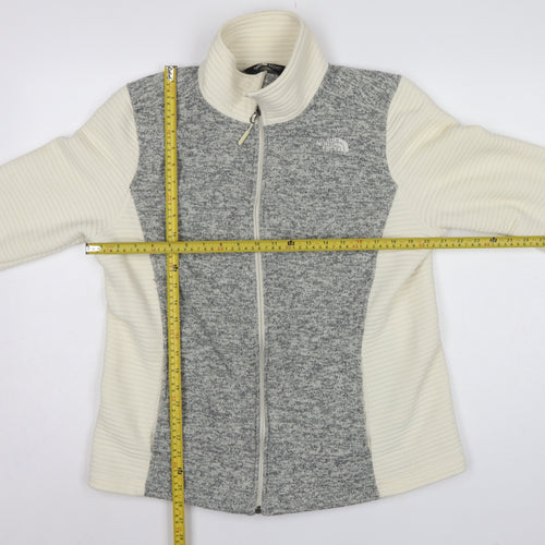The North Face Women Grey & White XL Full Zip Fleece Jacket