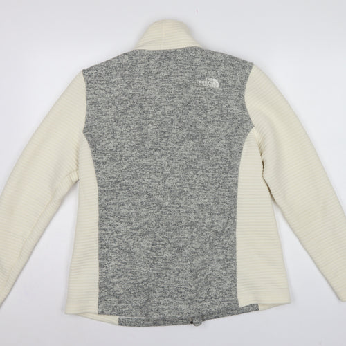 The North Face Women Grey & White XL Full Zip Fleece Jacket