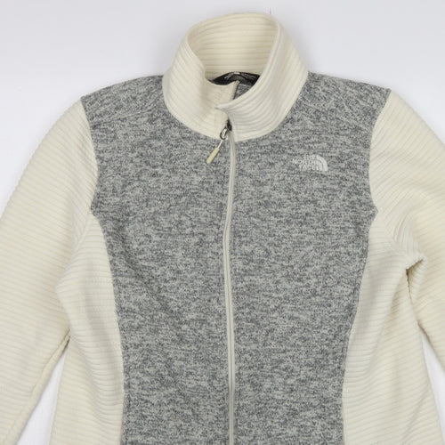 The North Face Women Grey & White XL Full Zip Fleece Jacket