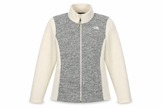 The North Face Women Grey & White XL Full Zip Fleece Jacket