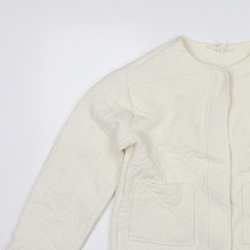 Per Una Women’s Ivory S Quilted Floral Collarless Jacket