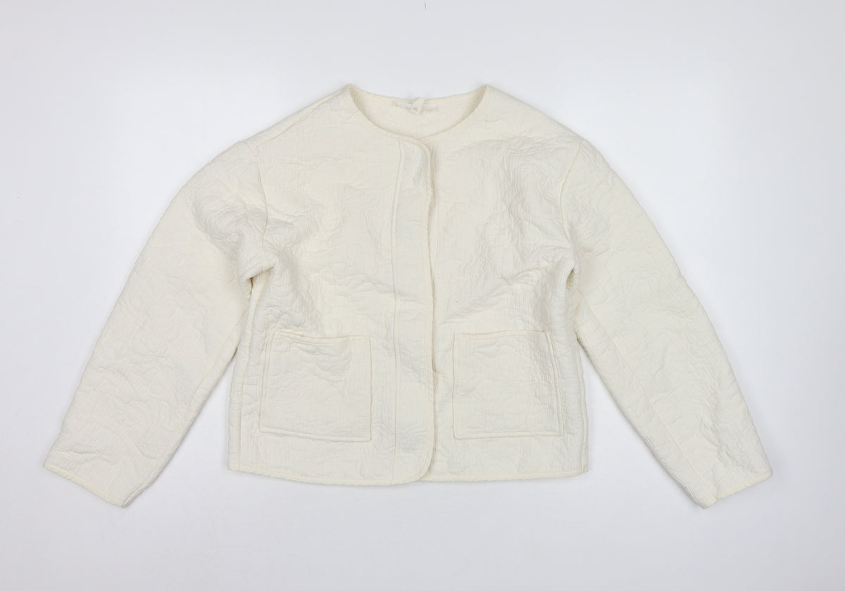 Per Una Women’s Ivory S Quilted Floral Collarless Jacket