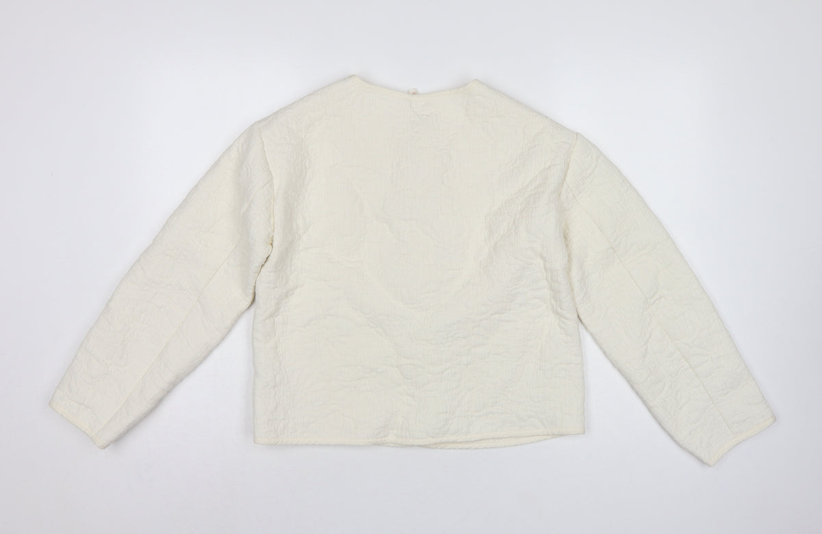 Per Una Women’s Ivory S Quilted Floral Collarless Jacket