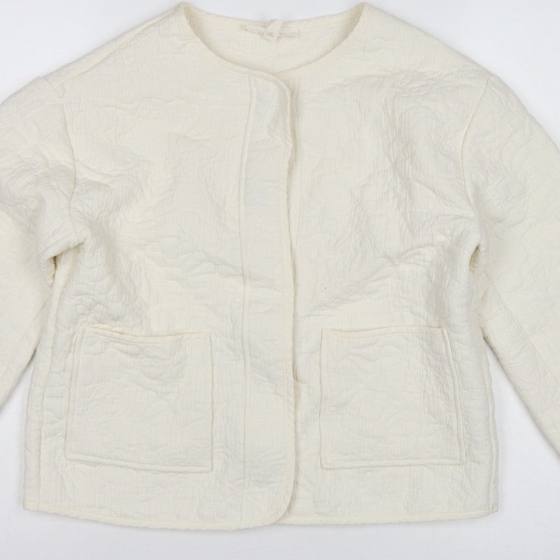 Per Una Women’s Ivory S Quilted Floral Collarless Jacket