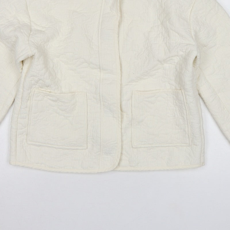 Per Una Women’s Ivory S Quilted Floral Collarless Jacket