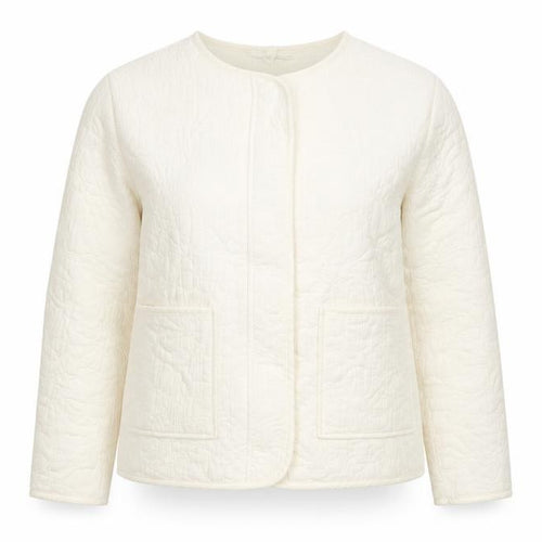 Per Una Women’s Ivory S Quilted Floral Collarless Jacket