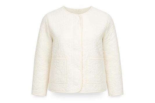Per Una Women’s Ivory S Quilted Floral Collarless Jacket