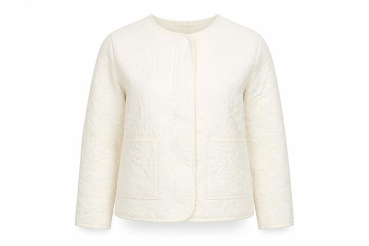 Per Una Women’s Ivory S Quilted Floral Collarless Jacket