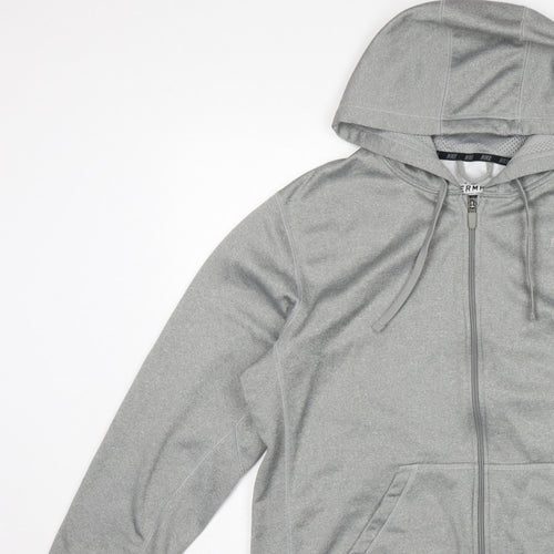Nike Men's Grey M Therma-FIT Full Zip Hooded Fleece Hoodie Logo