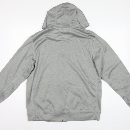 Nike Men's Grey M Therma-FIT Full Zip Hooded Fleece Hoodie Logo