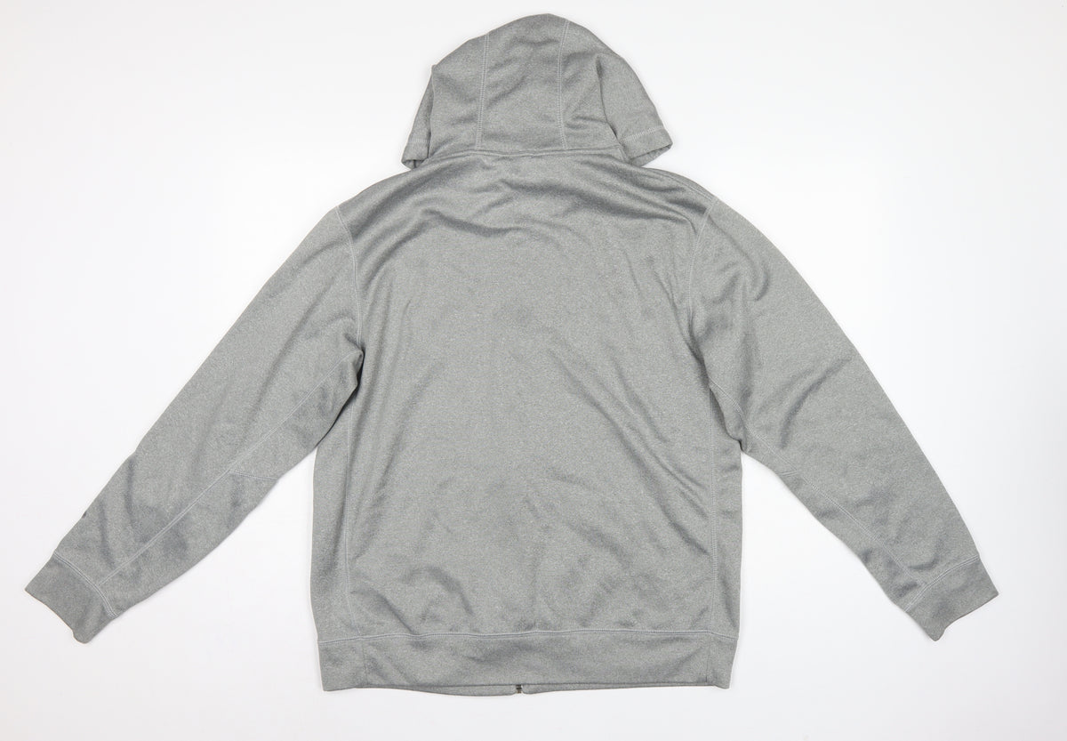 Nike Men's Grey M Therma-FIT Full Zip Hooded Fleece Hoodie Logo
