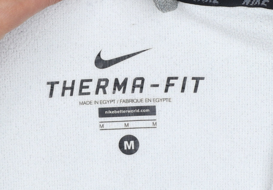 Nike Men's Grey M Therma-FIT Full Zip Hooded Fleece Hoodie Logo