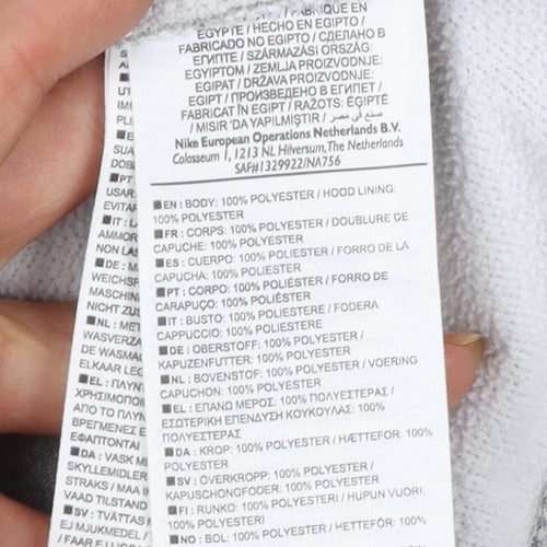 Nike Men's Grey M Therma-FIT Full Zip Hooded Fleece Hoodie Logo