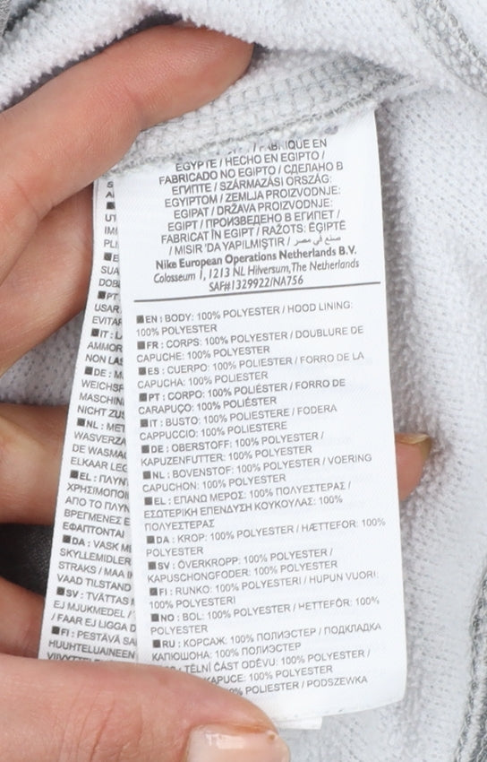 Nike Men's Grey M Therma-FIT Full Zip Hooded Fleece Hoodie Logo
