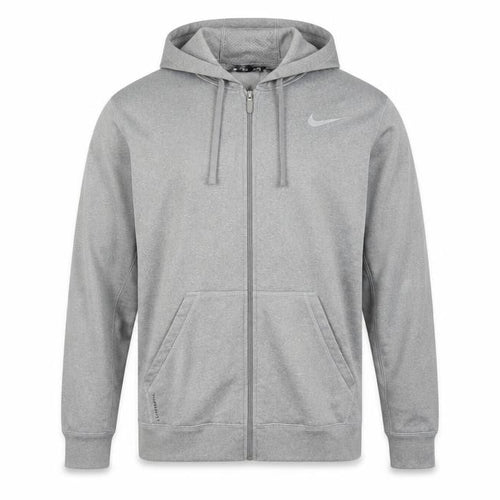 Nike Men's Grey M Therma-FIT Full Zip Hooded Fleece Hoodie Logo