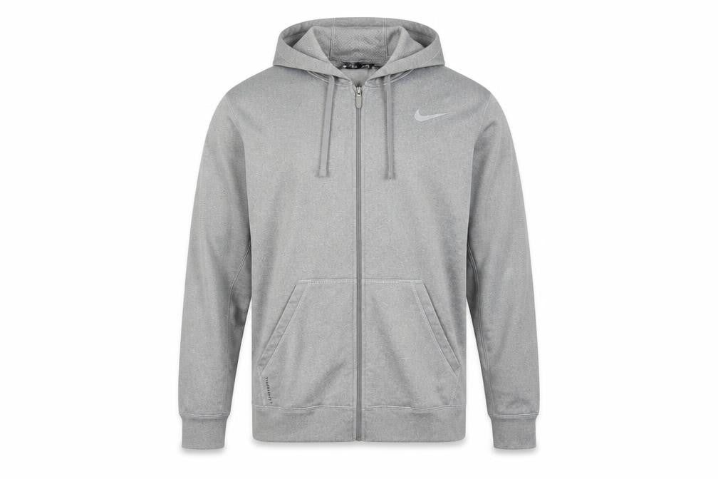 Nike Men's Grey M Therma-FIT Full Zip Hooded Fleece Hoodie Logo