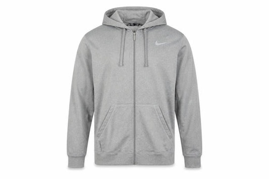 Nike Men's Grey M Therma-FIT Full Zip Hooded Fleece Hoodie Logo