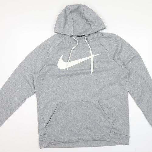 Nike Men’s Grey Large Dri-FIT Logo Pullover Hoodie