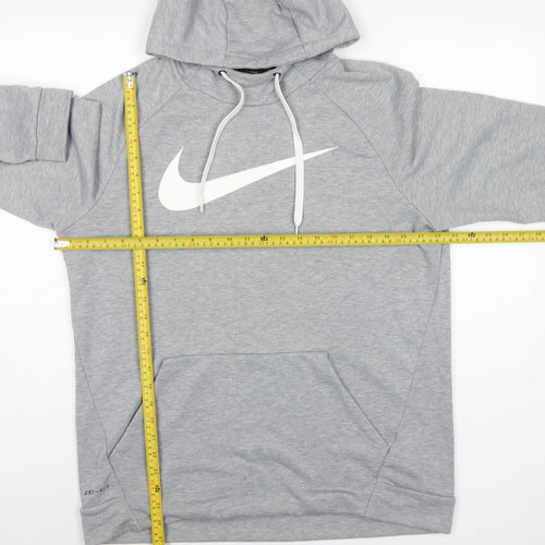 Nike Men’s Grey Large Dri-FIT Logo Pullover Hoodie