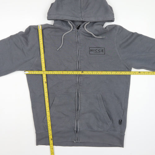 NICCE Men’s Grey L Full Zip Logo Hoodie Cotton Blend