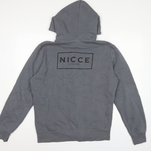 NICCE Men’s Grey L Full Zip Logo Hoodie Cotton Blend