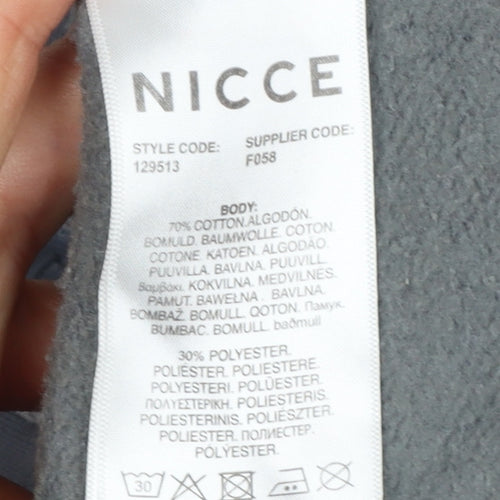 NICCE Men’s Grey L Full Zip Logo Hoodie Cotton Blend