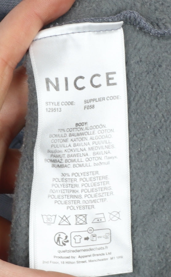 NICCE Men’s Grey L Full Zip Logo Hoodie Cotton Blend