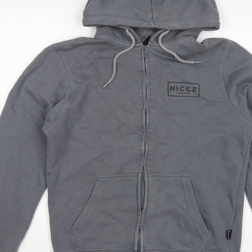 NICCE Men’s Grey L Full Zip Logo Hoodie Cotton Blend