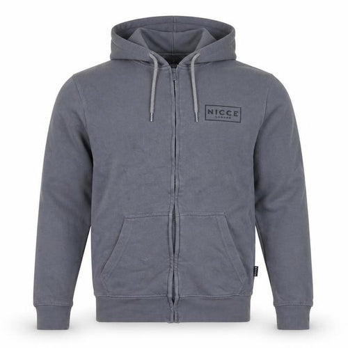 NICCE Men’s Grey L Full Zip Logo Hoodie Cotton Blend