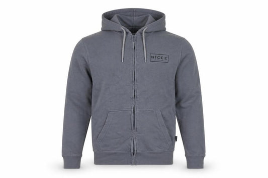 NICCE Men’s Grey L Full Zip Logo Hoodie Cotton Blend