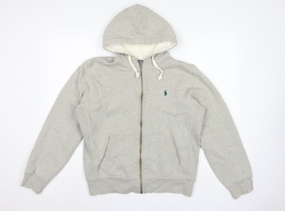 Polo Ralph Lauren Men’s Grey M Full Zip Logo Hoodie Fleece