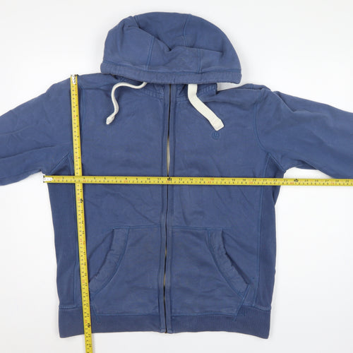 FatFace Men’s Blue L Full Zip Hooded Cotton Sweatshirt Logo Pockets