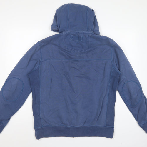 FatFace Men’s Blue L Full Zip Hooded Cotton Sweatshirt Logo Pockets