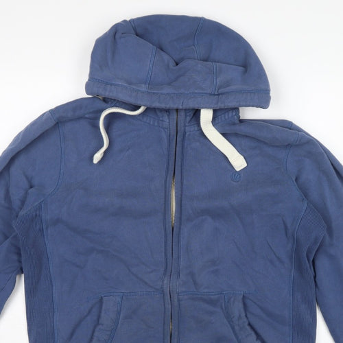 FatFace Men’s Blue L Full Zip Hooded Cotton Sweatshirt Logo Pockets