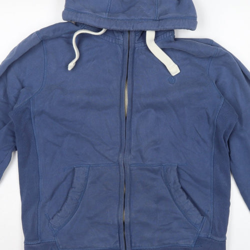 FatFace Men’s Blue L Full Zip Hooded Cotton Sweatshirt Logo Pockets