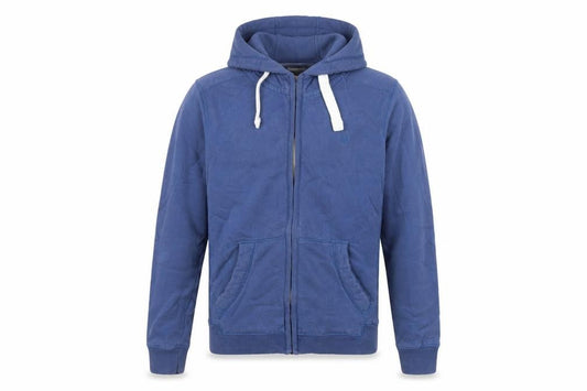 FatFace Men’s Blue L Full Zip Hooded Cotton Sweatshirt Logo Pockets
