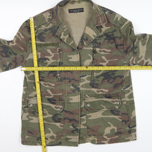 Topshop Petite Women’s Green Camo Military Jacket UK 10 Cotton