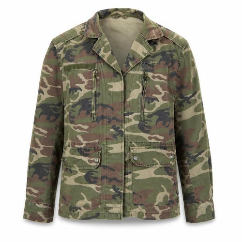 Topshop Petite Women’s Green Camo Military Jacket UK 10 Cotton