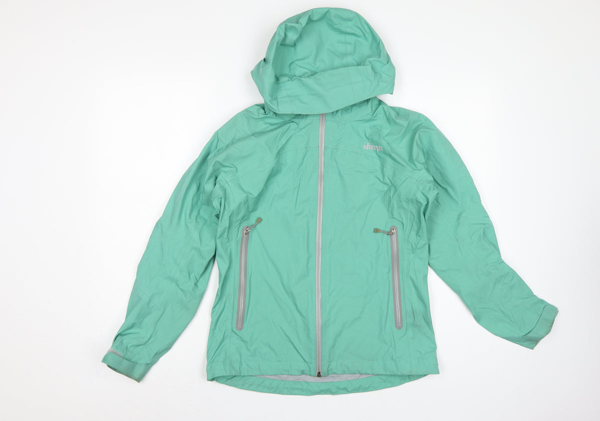 Sherpa Women’s Green XS Hooded Rain Jacket Lightweight Outdoor Shell