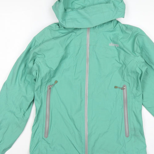 Sherpa Women’s Green XS Hooded Rain Jacket Lightweight Outdoor Shell