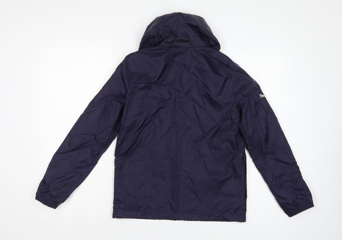 Puma Boys Blue 11-12 Years Windbreaker Hooded Full Zip Jacket