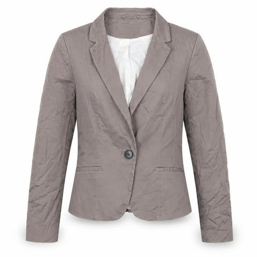 H&M Women Grey UK 8 Tailored Cotton Blend Single-Breasted Blazer