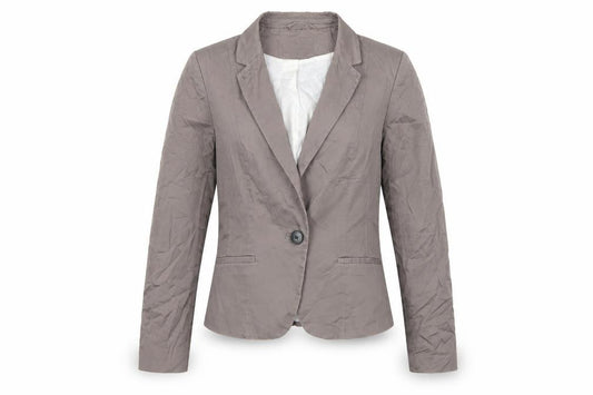 H&M Women Grey UK 8 Tailored Cotton Blend Single-Breasted Blazer