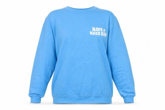 Front view of In The Style Women’s Blue UK 10/12 Pullover Sweatshirt Graphic Print
